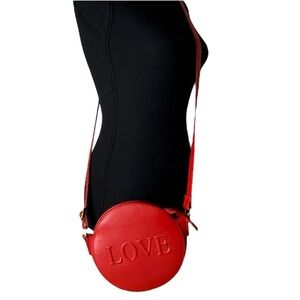 BRASH Round Red Love Crossbody Bag Purse Zipper Raised Embossed Y2K